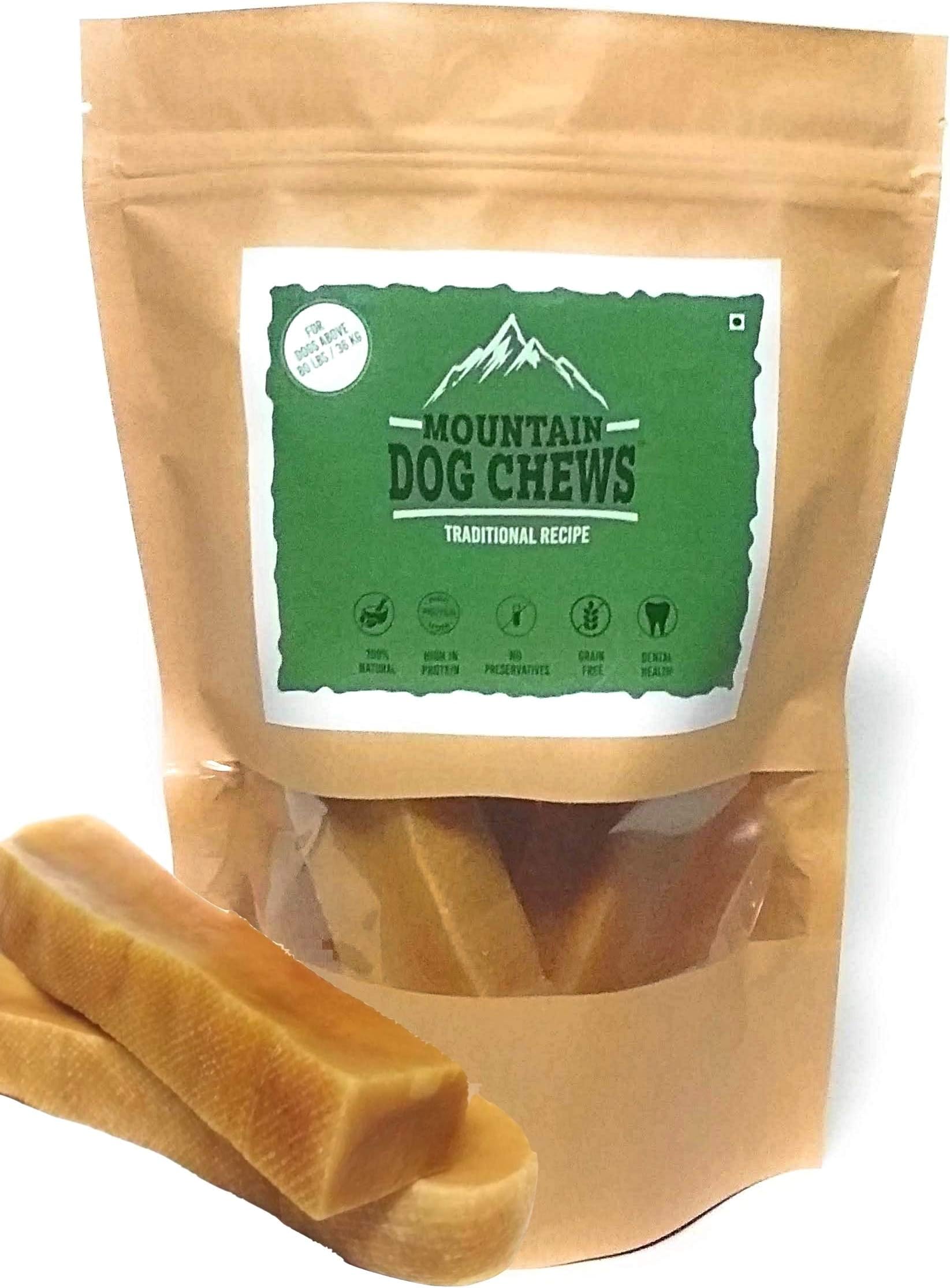 Mountain Dog Chew, Natural Himalayan Yak Milk Churpi Long Lasting High Protein Low Fat Dog Treat for Adult & Giant Breed Dogs, 200 GMS