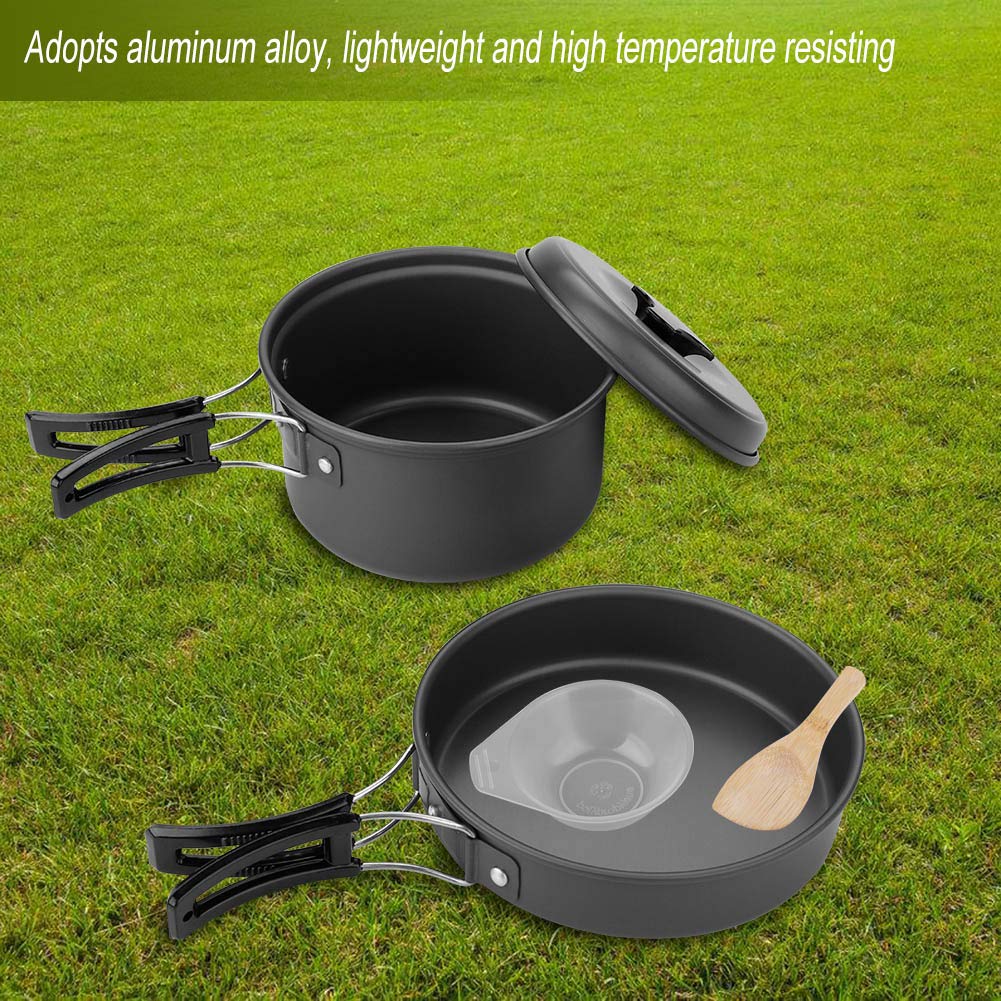 Camping Cooking Set, 8PCS Camping Mess Kit Camping Cookware Set Camping Pots and Pans Set for Outdoor Travel Camping Picnic