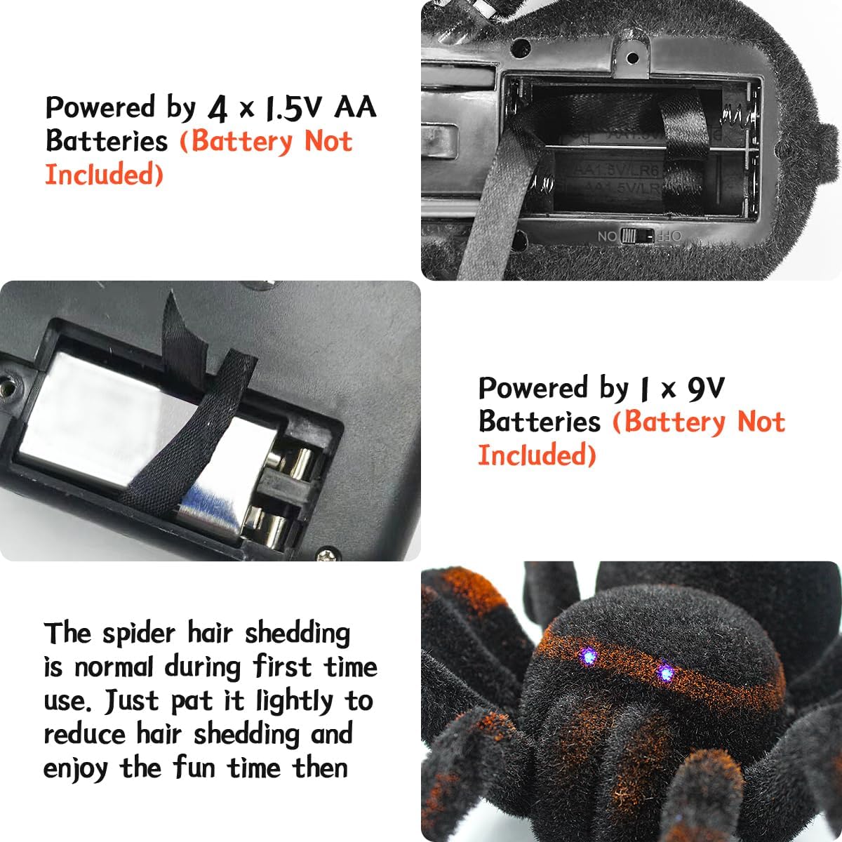 Aerbee Remote Control Spider Toys, RC Giant Spider Toys Wireless Remote Control High Simulation Spider Animal Pets Toys Realistic Action with Glowing Eyes Perfect for Christmas Joke Game Playing