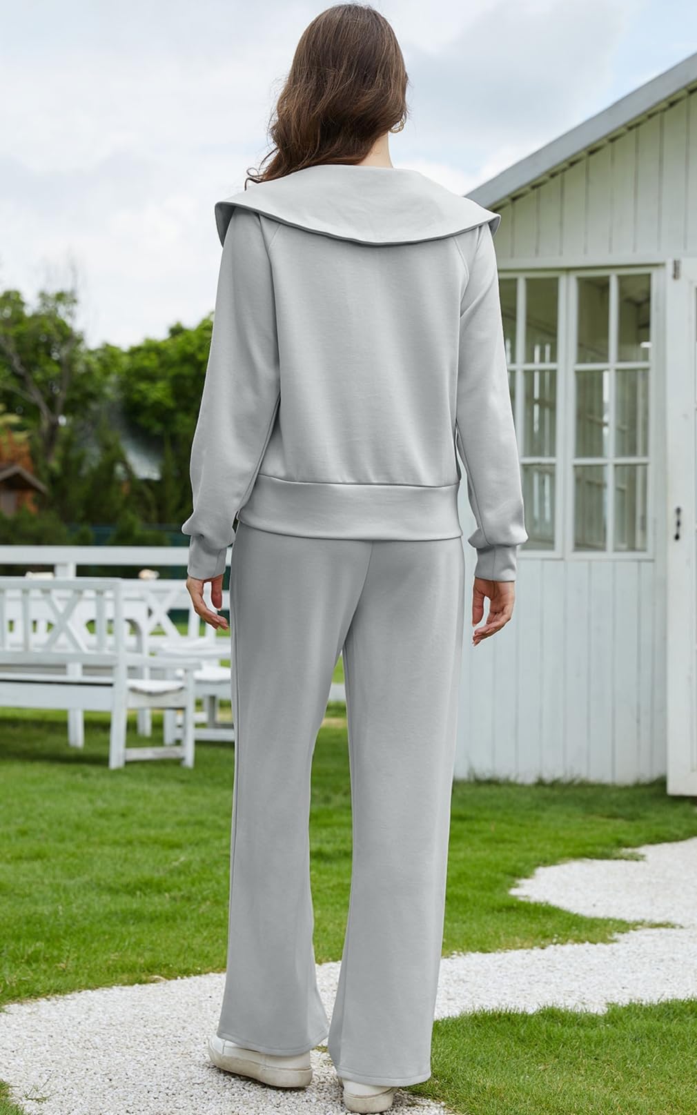CheChury Zweiteiler Damen Elegant Trainingsanzug Hausanzug Dick Freizeitanzug Warm Winter Outfits Damen Jogginganzug Set Sweatshirt mit Halbem Reißverschluss Tracksuit Langarm Lounge Set