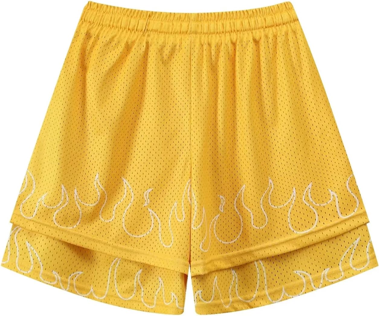 BOOMLEMON Men's Basketball Shorts Casual Workout Athletic Shorts Mesh Flame Graphic Print Running Short Pants