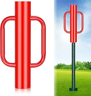 Gtongoko 18LB T Post Driver with Handles Heavy Duty Fence Post Driver Post Pounder for T-Posts，U Channel，Metal Post and Sign Post Pole Driver Tool,17 Inch Red
