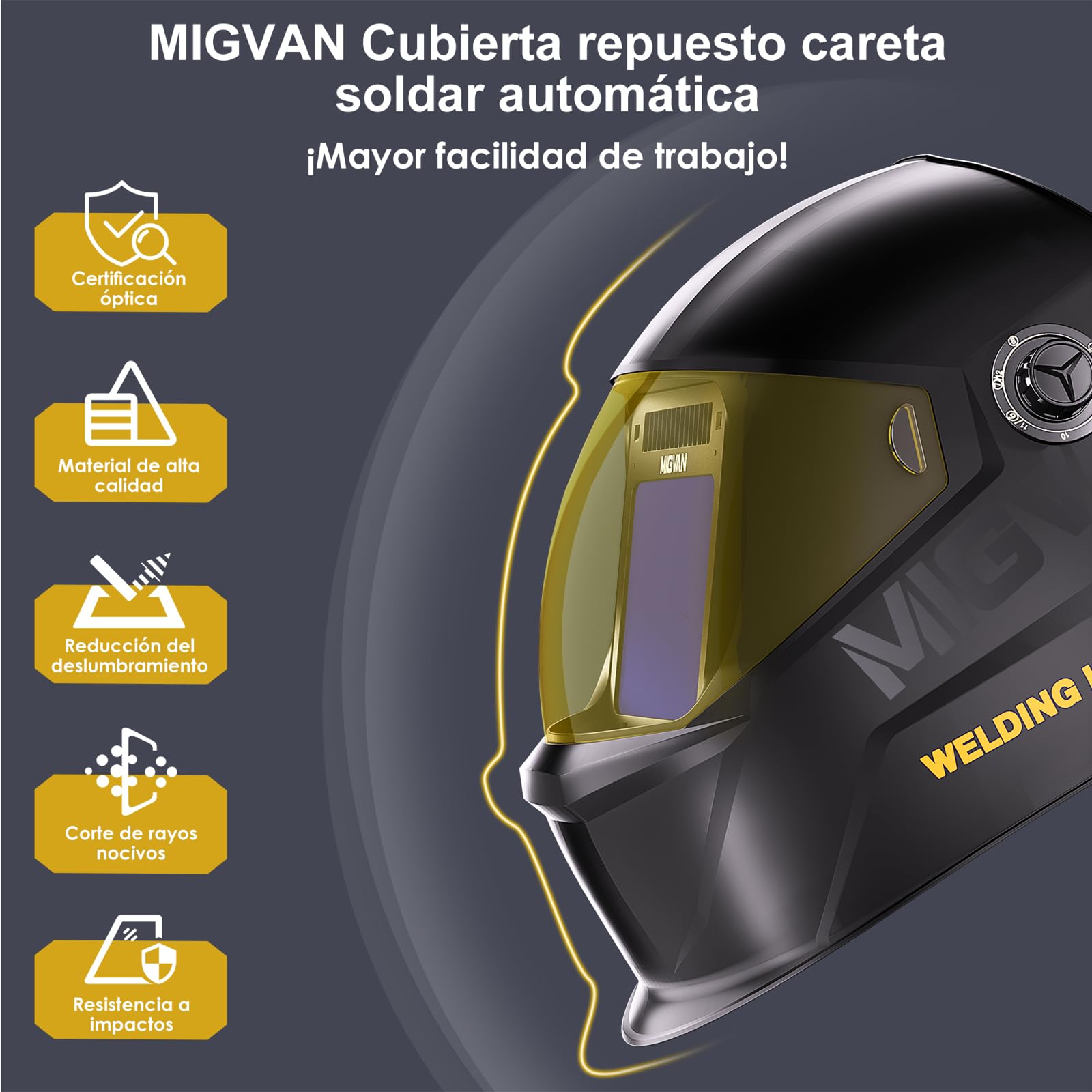 Careta de soldar Juego de 7 Pantallas Protectoras, vidrios de Repuesto internos y externos, 5 Exteriores + 2 Interiores para caretas de soldar automáticas H-21