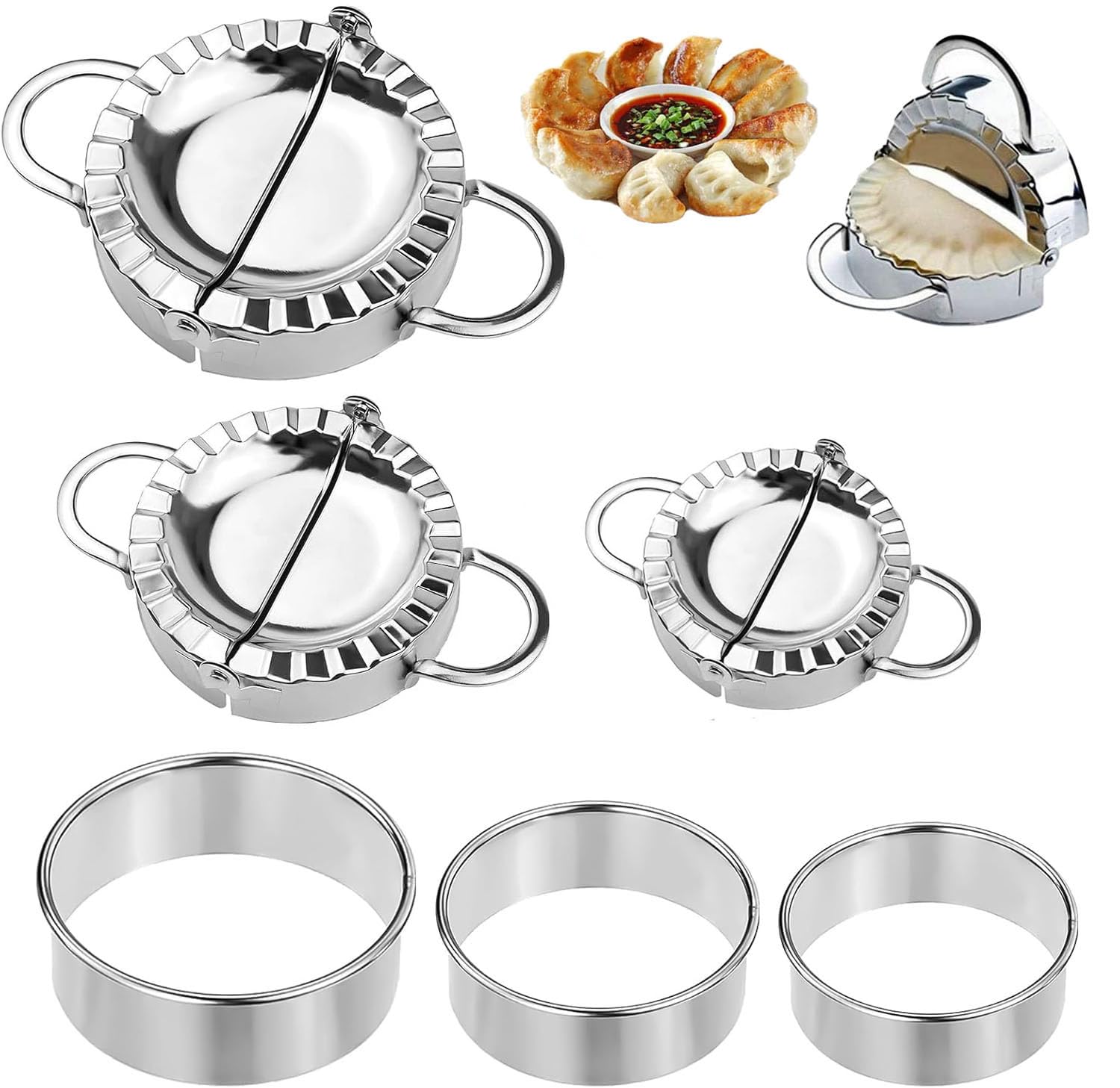 Set 7 Pezzi Per Fare Ravioli - Stampo Dumpling In Acciaio Inox Per Cucina Domestica E Negozi