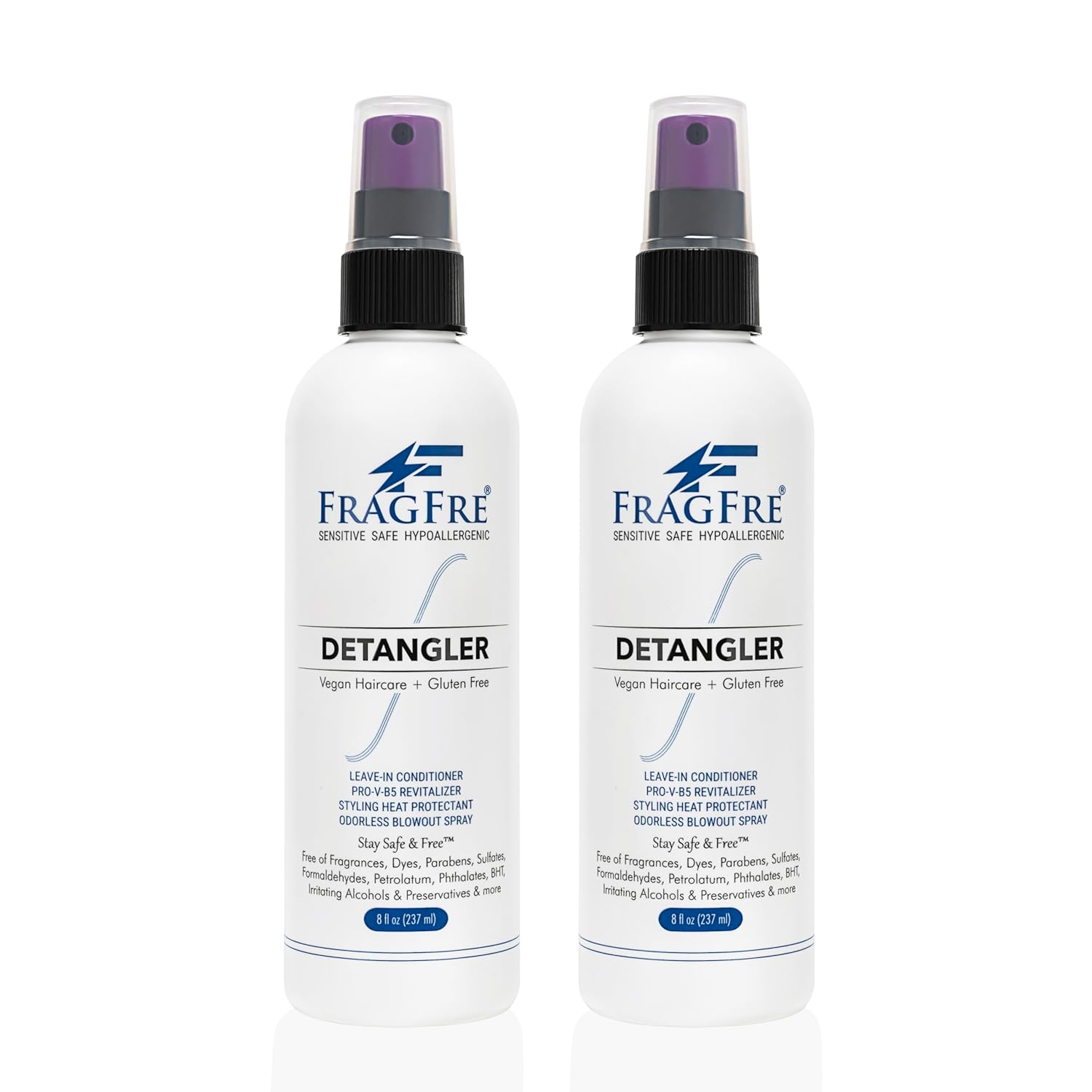 Detangler 8 oz (2-Pack) Fragrance Free Hypoallergenic Hair Detangler
