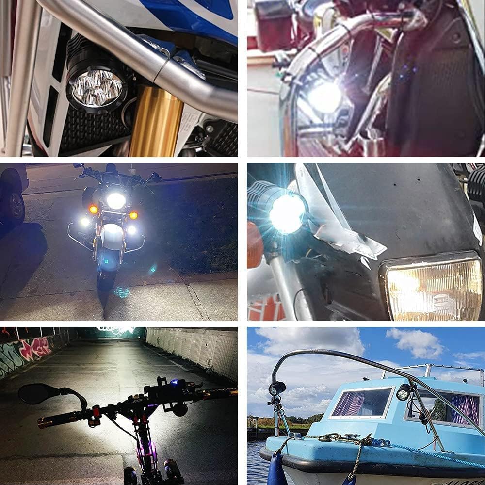 Biqing Universale Kit Fari Moto con 22mm Metallo Interruttore On Off,60W Fari Supplementari Moto LED 12V 24V Faretto Moto LED Fendinebbia Bianco 6000LM Impermeabile(2PCS)