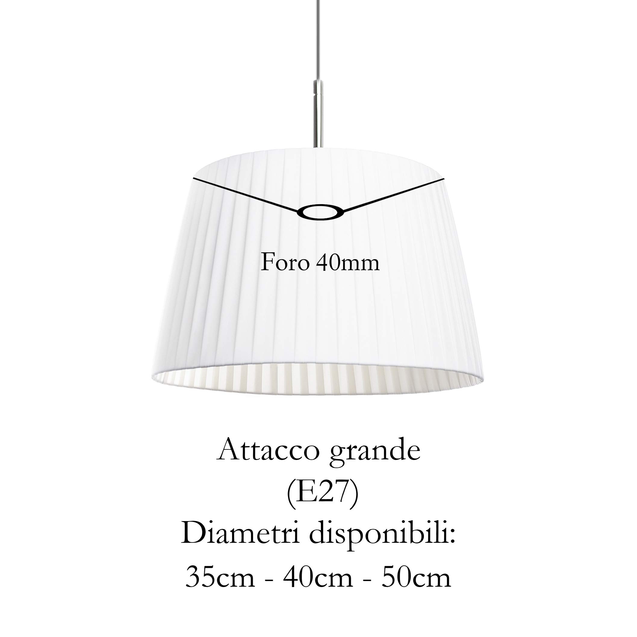 Paralume per lampada da terra ad arco e per lampada a sospensione in 12 colori interamente fatto a mano (Bianco, 35cm (attacco E27))