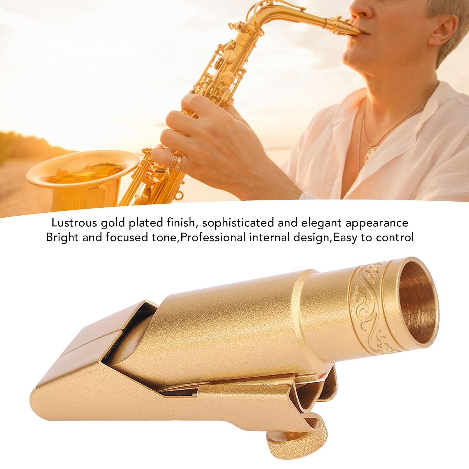 Tissting Altsaxophon Mundstück 5C Vergoldetes Messing Metall | Saxophon Mundstück für Fachleute Anfänger Musikinstrument Zubehör