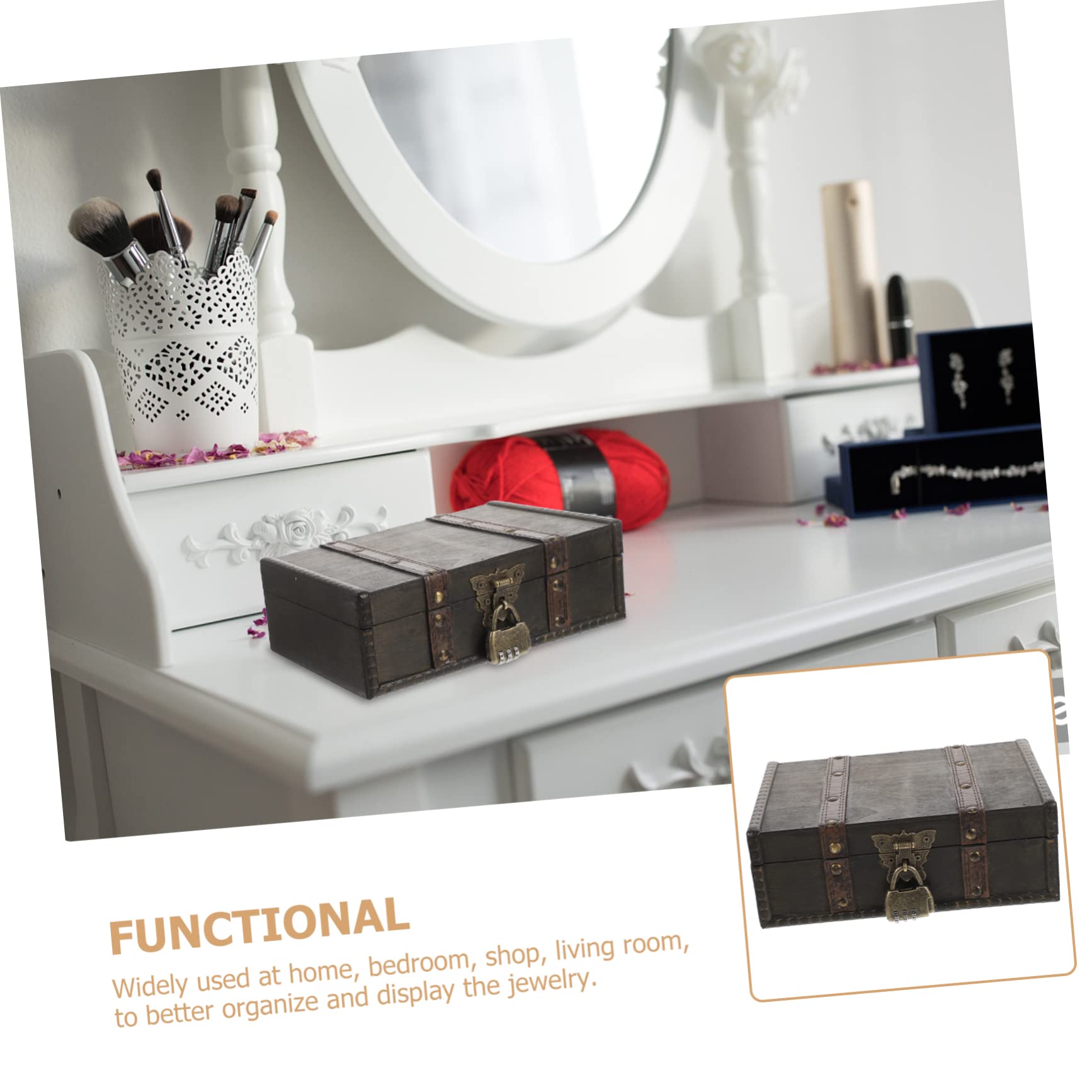 MAGICLULU Vintage Schmuckaufbewahrungsbox mit Abschließbarem Zahlenschloss Dekoratives Schmuckkästchen im Retro Stil für Schmuck und Anhänger im Wohnzimmer oder Geschäft