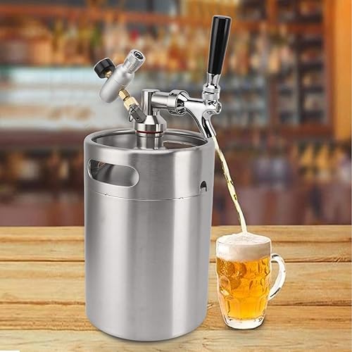 Miniatura 3 de Barril de cerveza de acero inoxidable, mini barril de cerveza presurizado B60PSI calibre 5L Sistema dispensador portátil para el hogar para barril