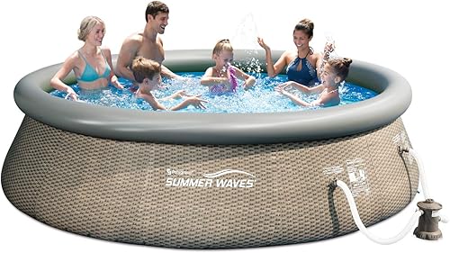 Miniatura 2 de Summer Waves Piscina inflable para exteriores de 14 pies x 36 pulgadas con bomba de filtro, escalera y cartucho de filtro Tejido de canasta