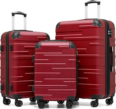 COOLIFE 3 Piece Suitcase Set, Durable Luggage Set for Family with TSA Lock