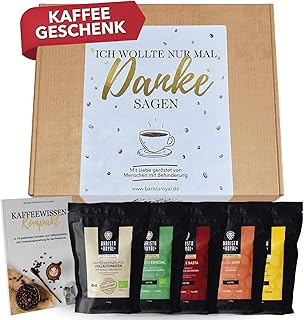 Kaffee Danke Geschenkset (5 x 100g) - Geschenkidee Danke - Kaffeebohnen Geschenk Probierset - Ich wollte nur mal Danke sagen