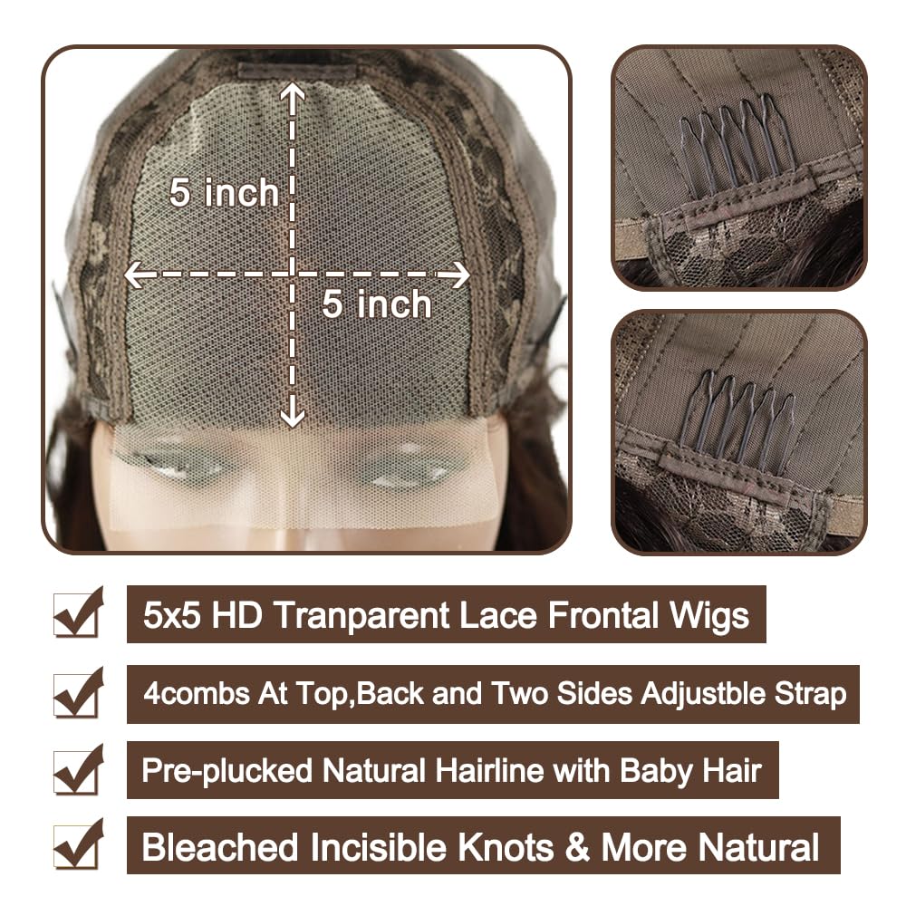 Human Hair Wig 5x5 Glueless Wear and Go Lace Frontal Body Wave Perücken Unprocessed Brazilian Virgin Pre Plucked Baby Hair #1B Natural Black Minimal Tangle For Women 32 Inch