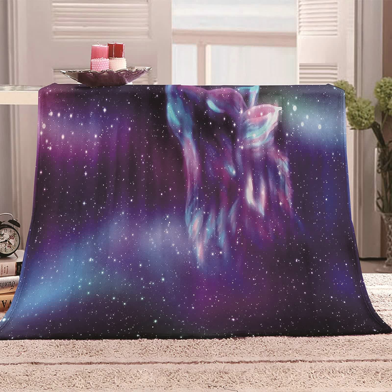 Aeici Koc polarowy, koc polarowy dla dzieci 150 x 200 cm z nadrukiem gwiaździstego nieba koc na sofę prezent dla dorosłych i dzieci