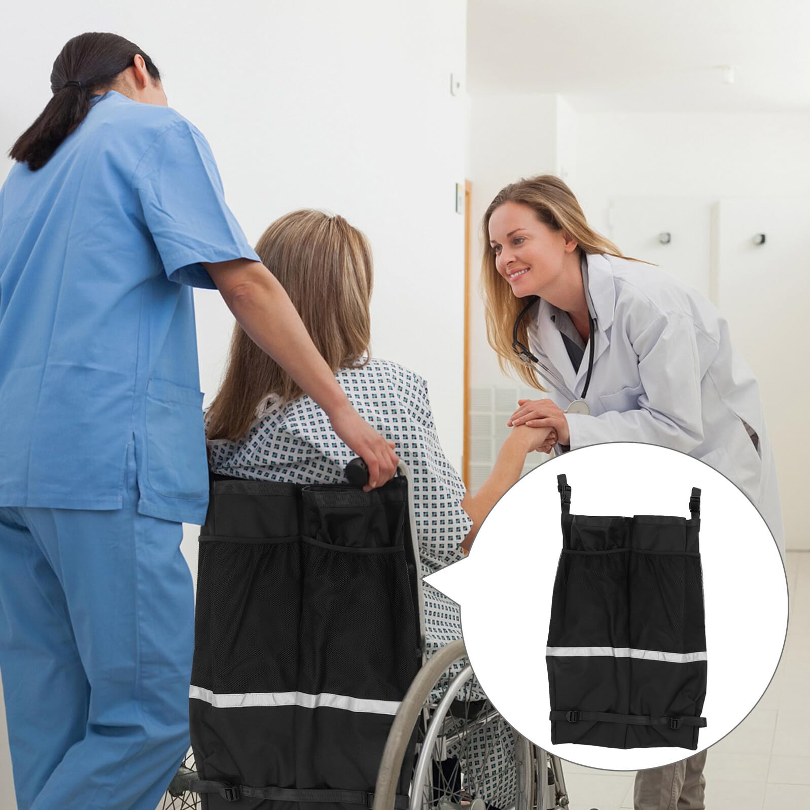 Bolsa para Tanques de Oxígeno Doble para Silla de Ruedas, Portátil con Correas Ajustables, Tela Oxford Resistente, Compartimento Lateral de Fácil Acceso para Viajes y Uso Diario