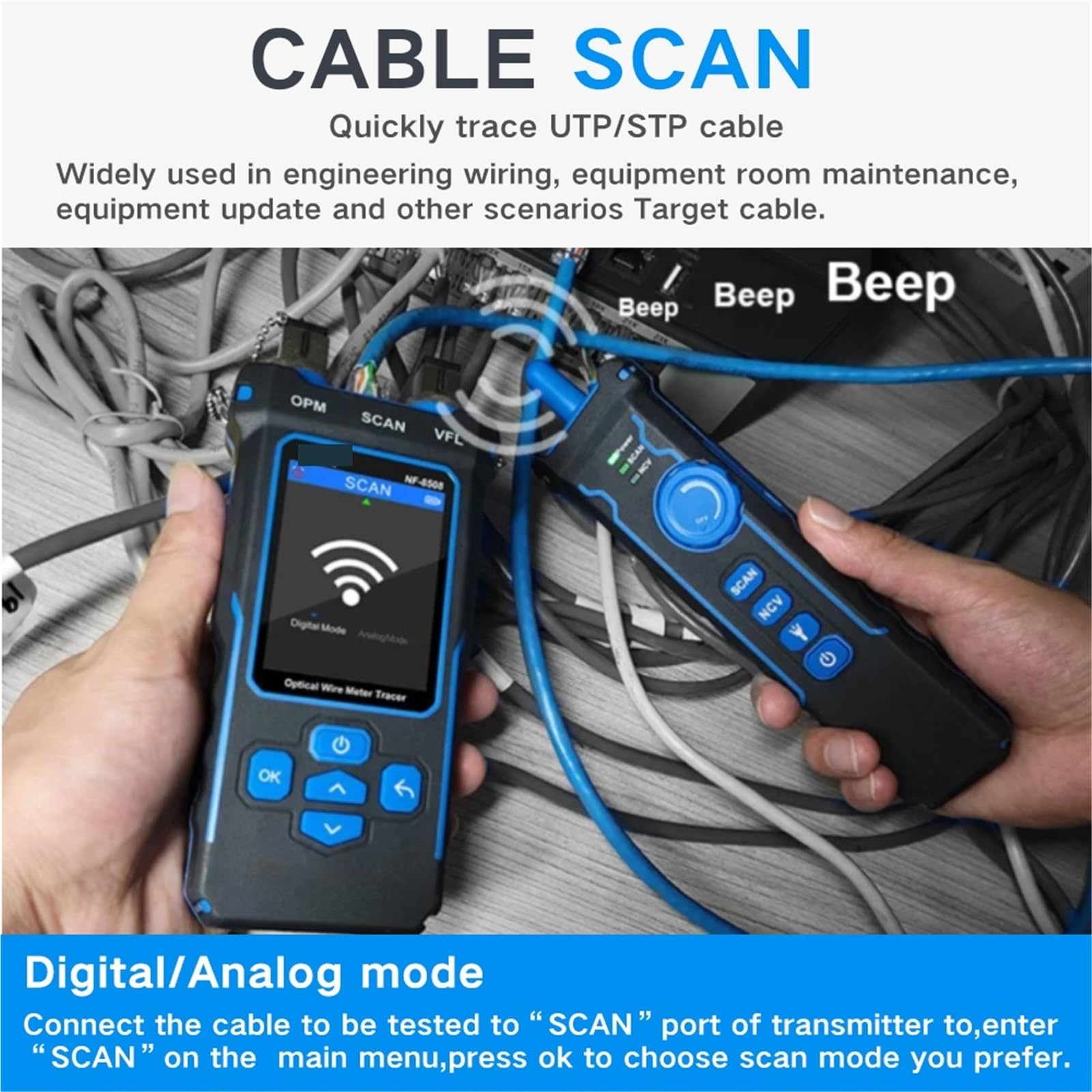 Tester per fibra ottica, Tester for cavi di rete CAT5 CAT6 POE Network Line Finder OPM VFL 10mw