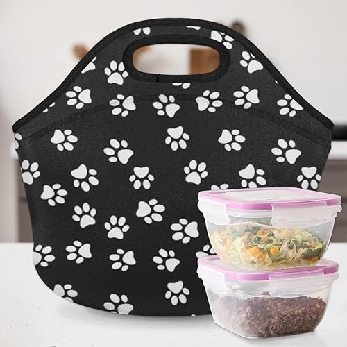 Miniatura 6 de Bolsa de almuerzo de neopreno con estampado de patas, reutilizable, aislada, suave, ligera, bolsa de almuerzo para mujeres y hombres, bolsa de