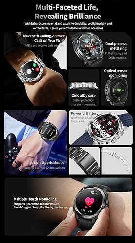 Miniatura 9 de Jooeniok Reloj inteligente de negocios para hombre (respuestallamadas de marcación), 100 modos deportivos, reloj de fitness impermeable IP68 con
