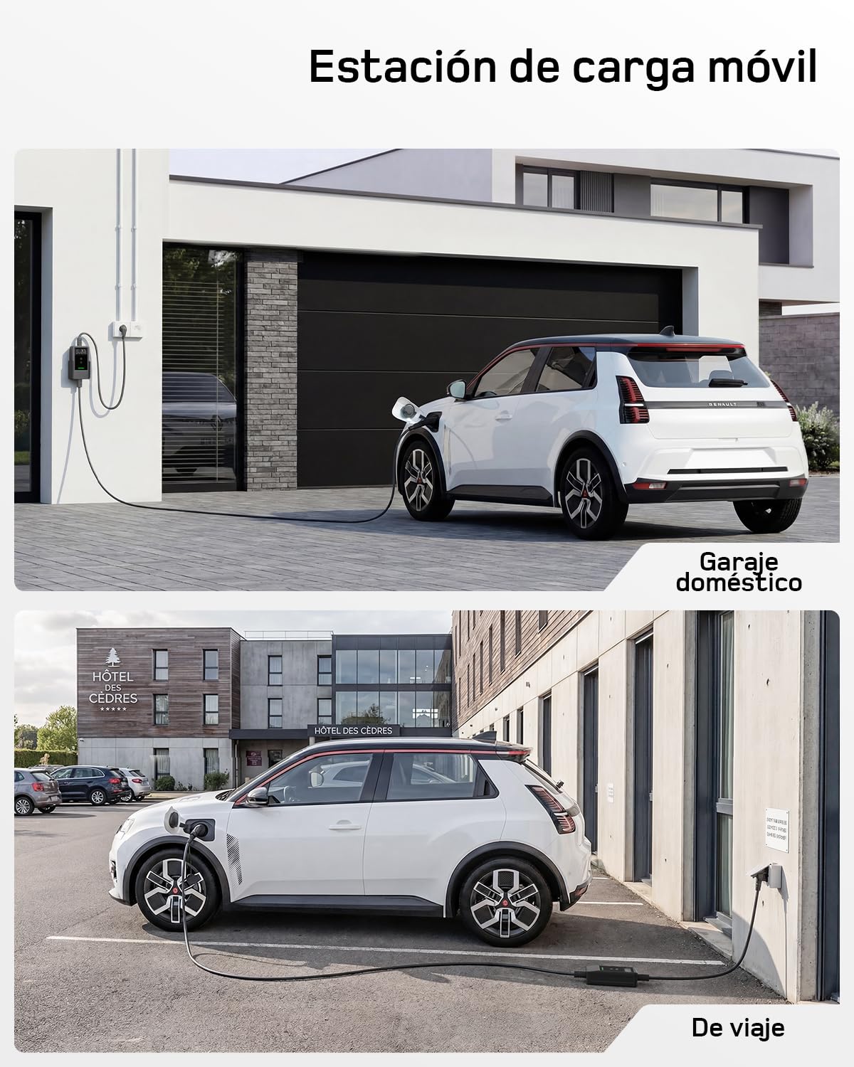dé Cargador Coche Electrico App 3,7kW [7m, Monofásico, 6-16A] Cargador Carro Electrico con Potencia Ajustable a Distancia, para Model Y/3, Dolphin Surf, EV3, Avenger y Otros vehículos BEV/PHEV