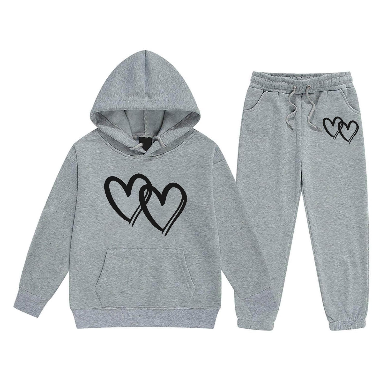 Ensemble haut à capuche motif cœur taille moyenne sans plis