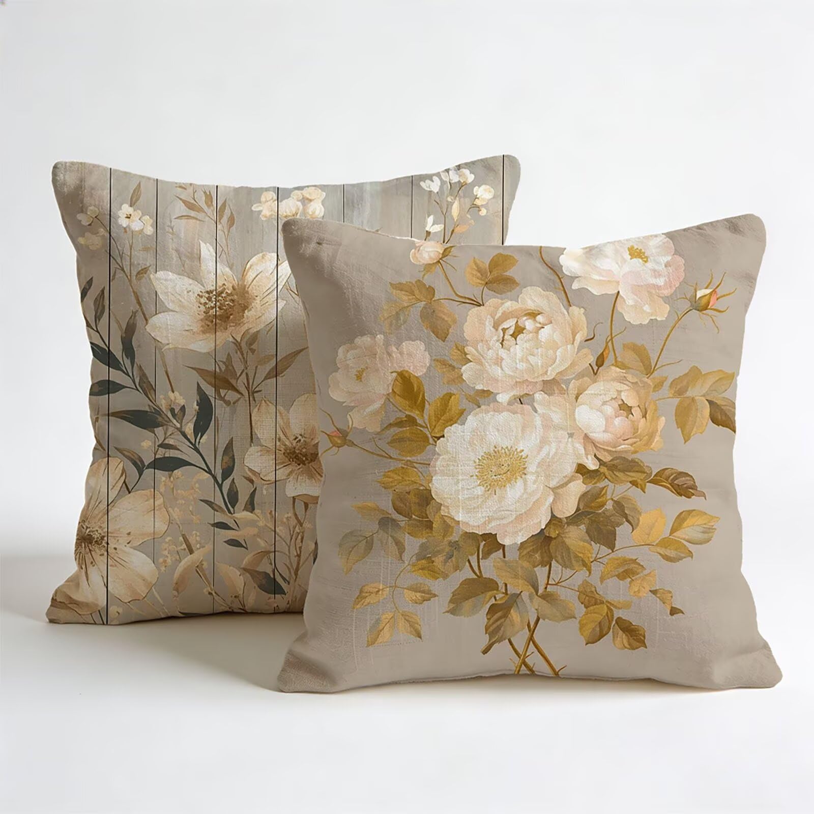 Housse de Coussin Canapé Botanique 75x75cm Exterieur Impermeable Flower Taie D'oreiller Décoratif Aesthetic Housse Coussin Decoration pour Chambre Sofa Jardin Balcon Terrasse Lot de 2. Q-515