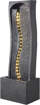 VEVOR Outdoor Water Fountain, 38.58 in Height Fountain and Waterfall, 1-Tier Floor Standing Rock Base Style Fountains with with LED Light and Pump, for Outdoor Indoor Garden, Home, Patio & Backyard