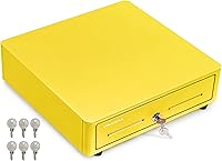 Vista 15 de Volcora Cajón de caja registradora para sistema de punto de venta (POS) con esquina redonda de 13 pulgadas, bandeja extraíble para monedas, 4 Gris