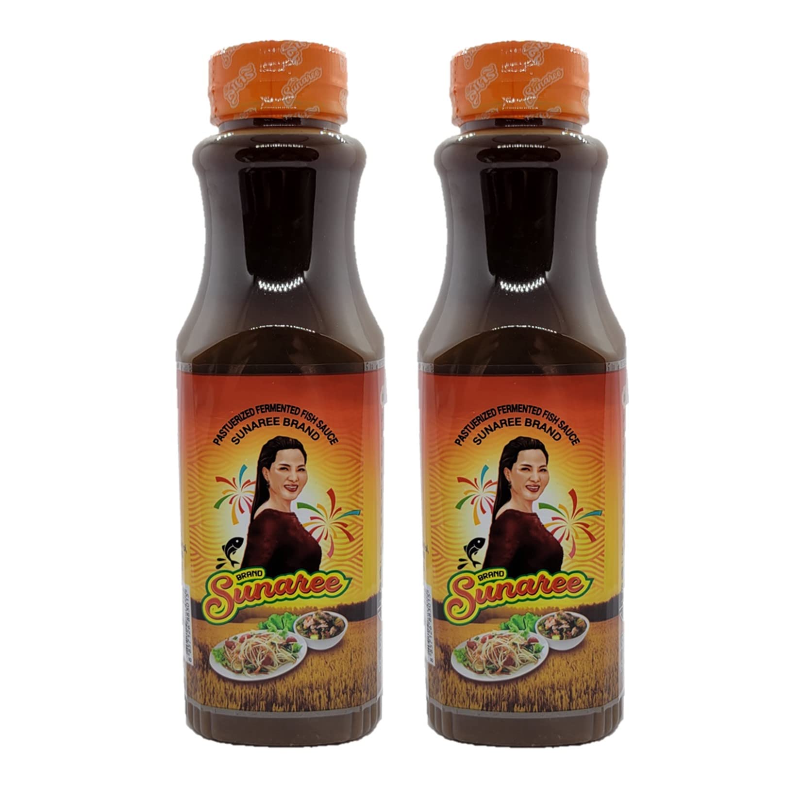 Sunaree Thai Fermented Fish Sauce Nam Pla La Authentic Brand from Thailand Papaya Salad dressing (350ml, 2)