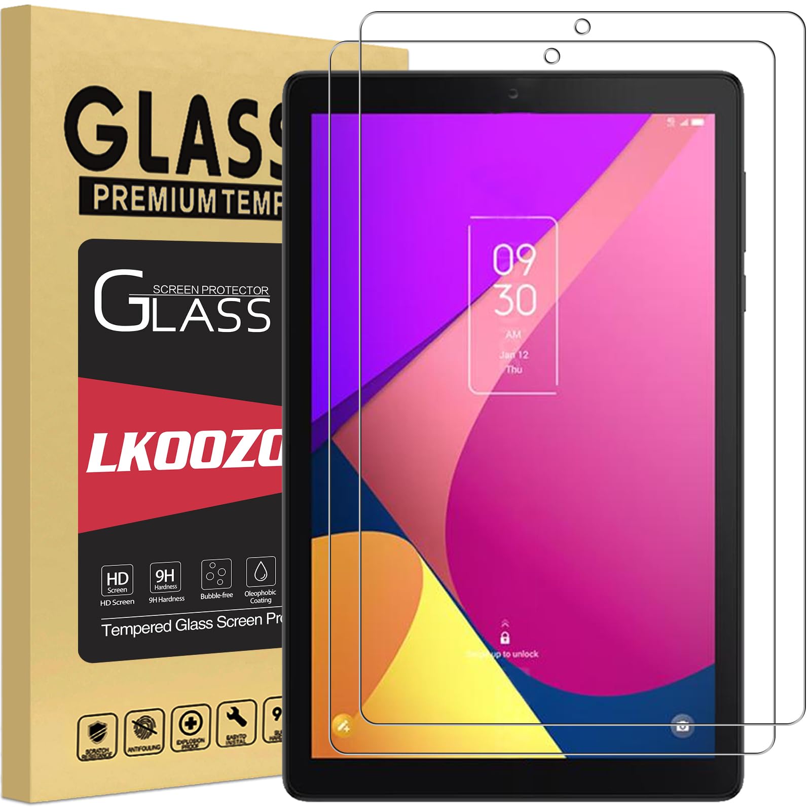 Protector de pantalla para TCL Tab 8 LE Modelo 9137W / TCL Tab 8 WiFi Modelo 9132X, película de vidrio templado compatible con TCL