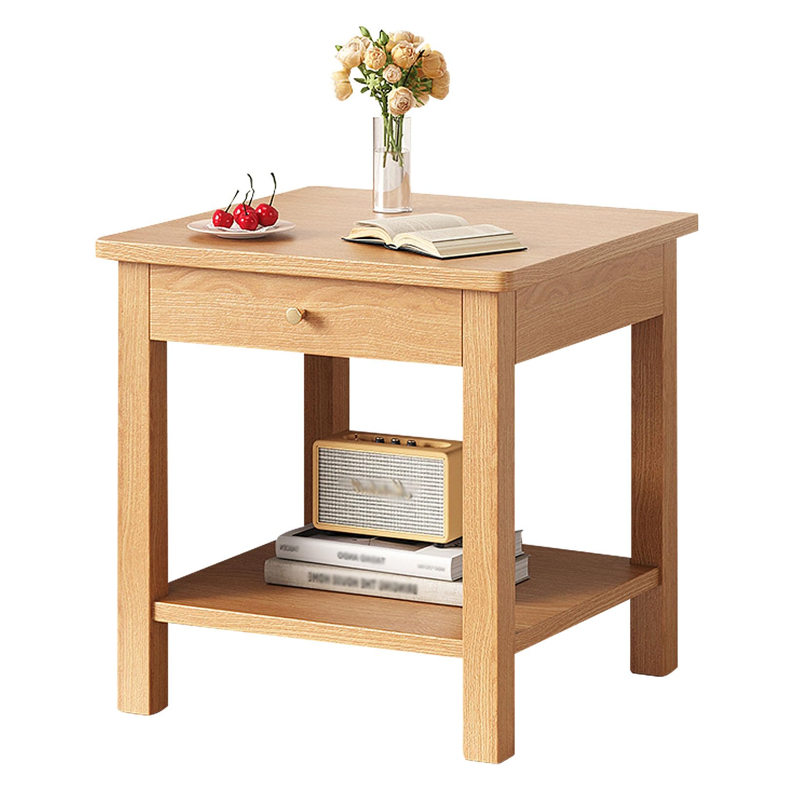 Tavolino Notte Genérico 40x36x24 Cm – In Legno E PP, Bianco, Con Ripiano, Per Soggiorno, Camera E Balcone