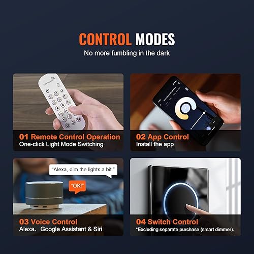 Miniatura 3 de VEVOR Luz de techo empotrable LED inteligente de 6 pulgadas, luz LED descendente ultrafina, control WiFi LED RGBWW, funciona con Alexa y Google