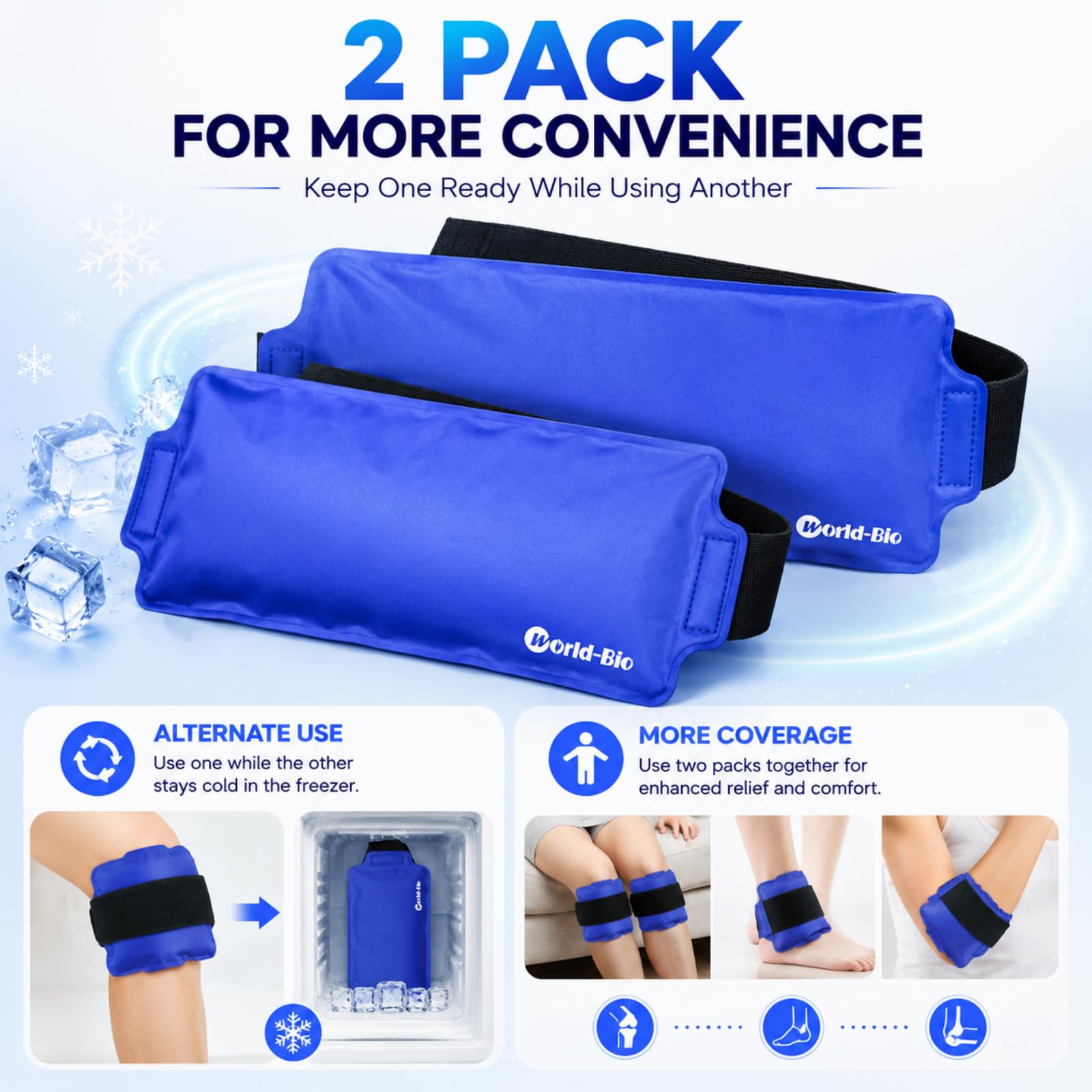 2 impacchi di ghiaccio in gel per infortuni sportivi, impacchi freddi per ginocchia, impacchi di ghiaccio flessibili riutilizzabili per ginocchia, caviglie e dolori al polso