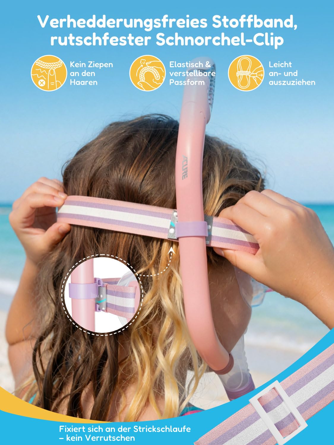 ACURE Taucherbrille Kinder 3-12 Jahre, Antibeschlag Schwimmbrille Schnorchelmaske mit Nase & Stoffband, Tauchmaske zum Tauchen & Schnorcheln für Jungen Mädchen