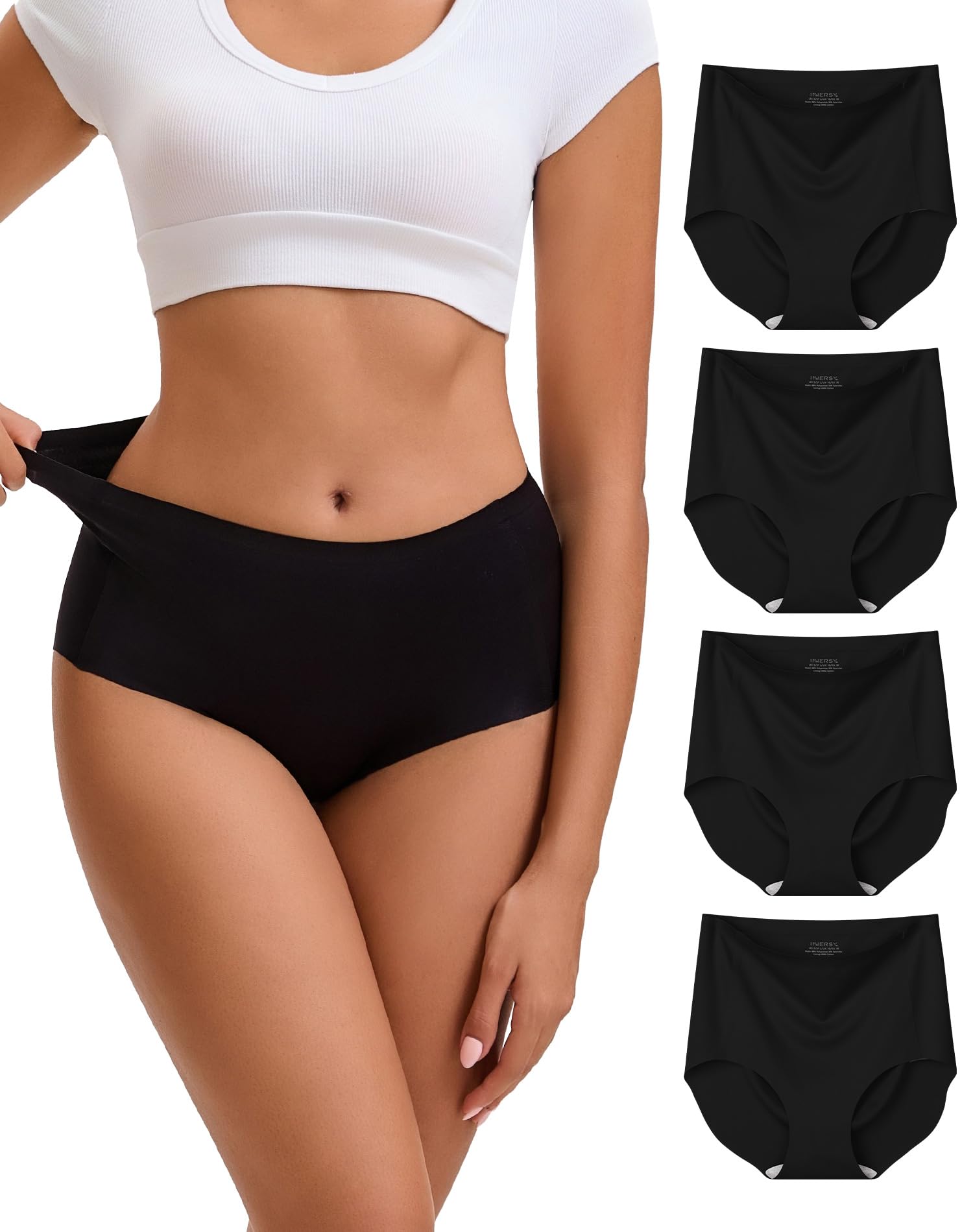 INNERSY Unterhosen Damen Nahtlos High Waist Seamless Slips Microfaser Unterwäsche Ohne Naht 4 Pack
