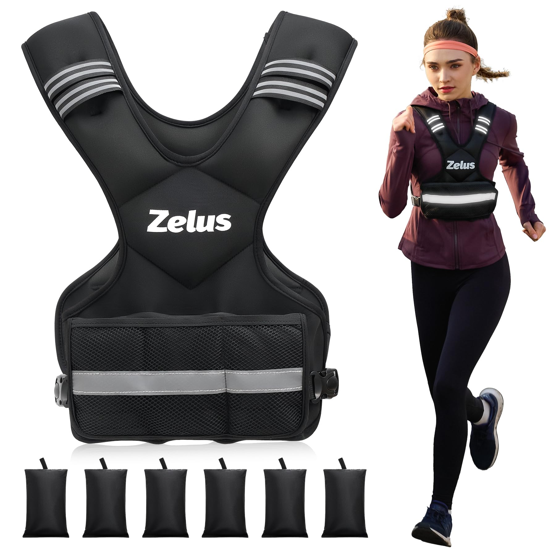 ZELUS Gewichtsweste Verstellbar Trainingweste mit Einstellbaren Gewichten Laufweste für Damen und Herren Fitnessweste Sportweste Krafttrainingsjacke Weight Vest (0,5-20,5KG)