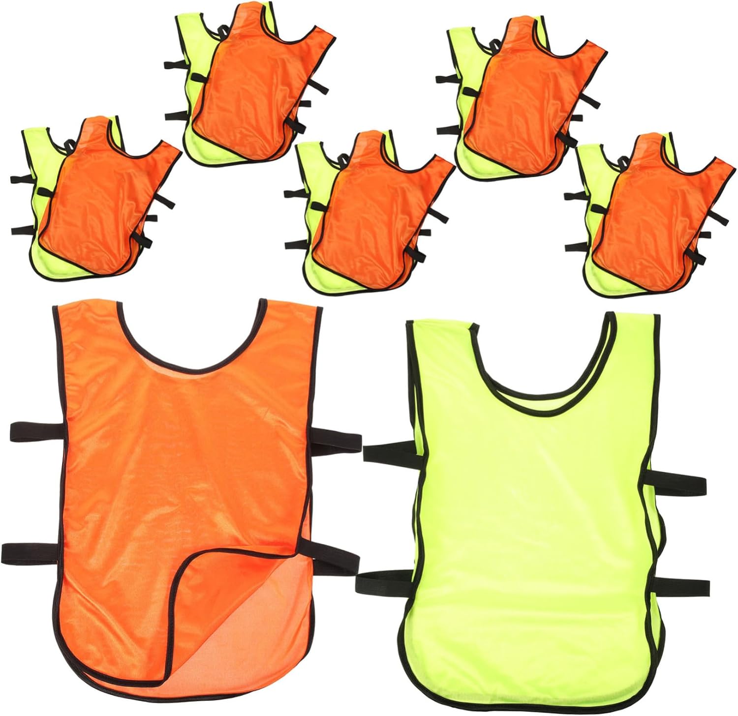 12pcs Reusable Basketball and Soccer Training Vests Quick-drying Pinnies for Youth and Adults Lightweight Breathable Sports Jerseys Fluorescent