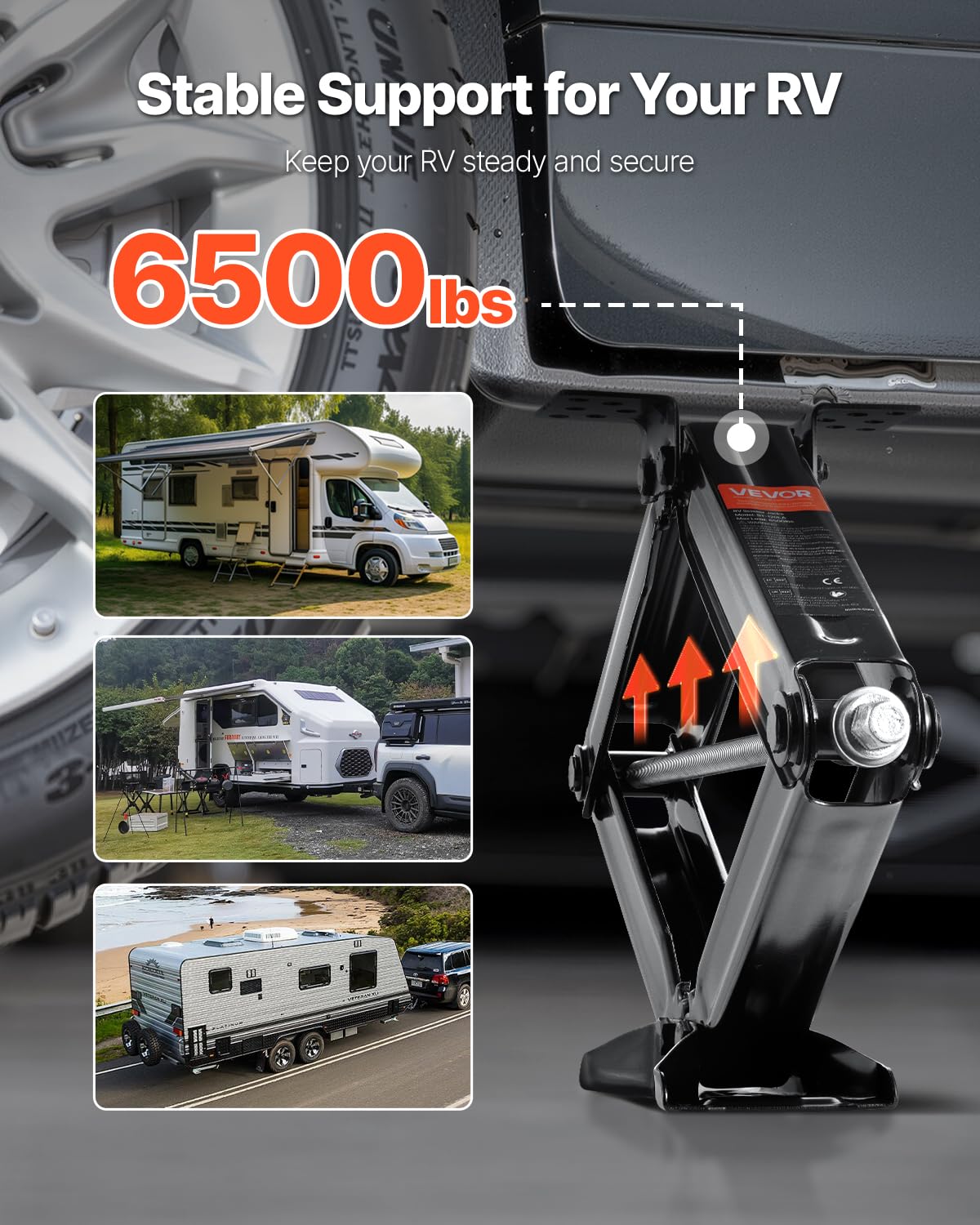 VEVOR Podnośniki nożycowe do kampera 2,948.4 kg, stabilizator do kampera, podnośniki nożycowe, zestaw 4 sztuk, wytrzymałe podnośniki stabilizatora z uchwytem korbowym, gniazdem i poziomicami bąbelków