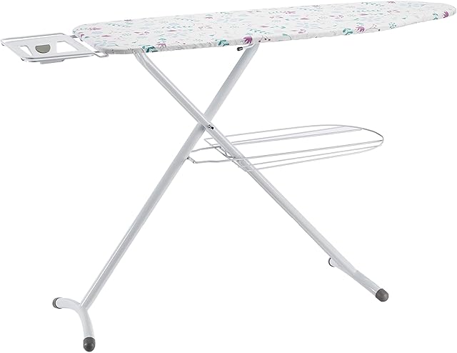 Amazon Basics Ironing Board with Shelf Tray and H-Shaped Iron Rest, Large, 124x38 cm - White