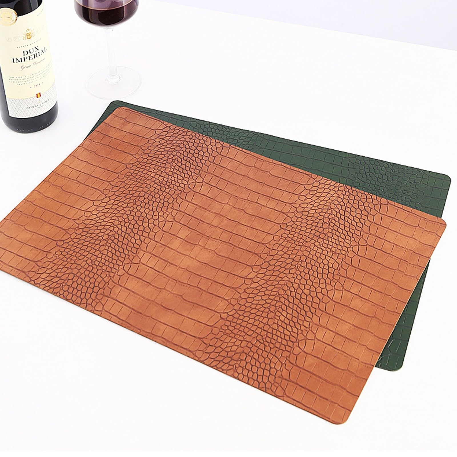 Décoration de Table, Sets de Table, Set de Table de Cuisine Motif Crocodile, Lot de 4/6, Cuir PU résistant à la Chaleur et imperméable