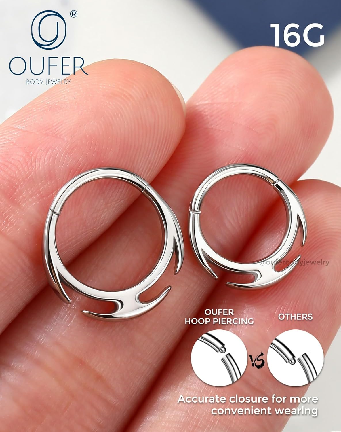 OUFER 16G Gold/Silver Septum Ring Collection, 316L Surgical Steel Nose Piercing Jewelry, Hypoallergenic, Seamless Hoop Design for Septum and Daith Piercings, Perfect for Christmas Sensitive Skin - Image 3