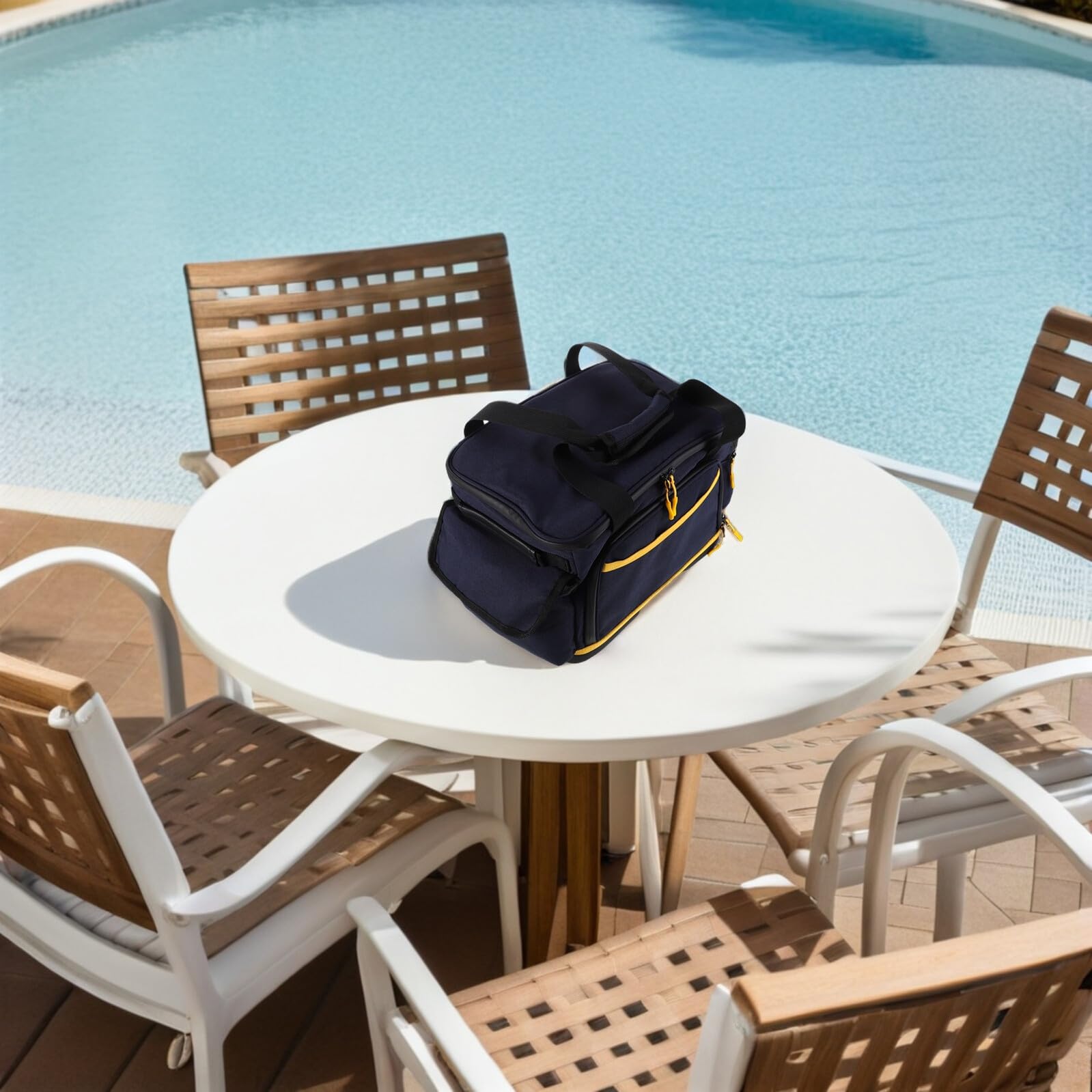 SUPVOX Bolsa Organizadora para Equipo Eléctrico de Camping M Azul Oscuro, Estuche Portátil con Asa, Gran Capacidad para Cables y Accesorios Digitales, Adecuado para Viajes al Aire Libre
