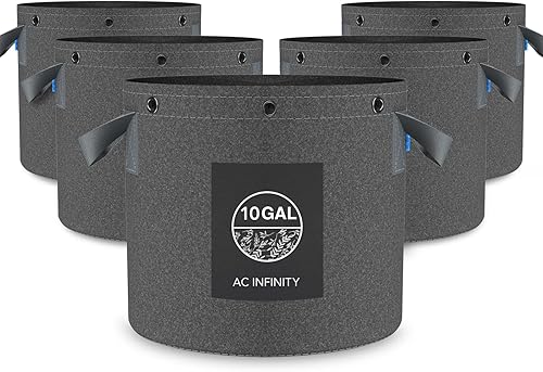 Vista 8 de AC Infinity - Macetas de tela resistente de 1 galones para cultivo de aireación, 5 unidades con tela no tejida gruesa de 17.64 oz (500 G) y anillos