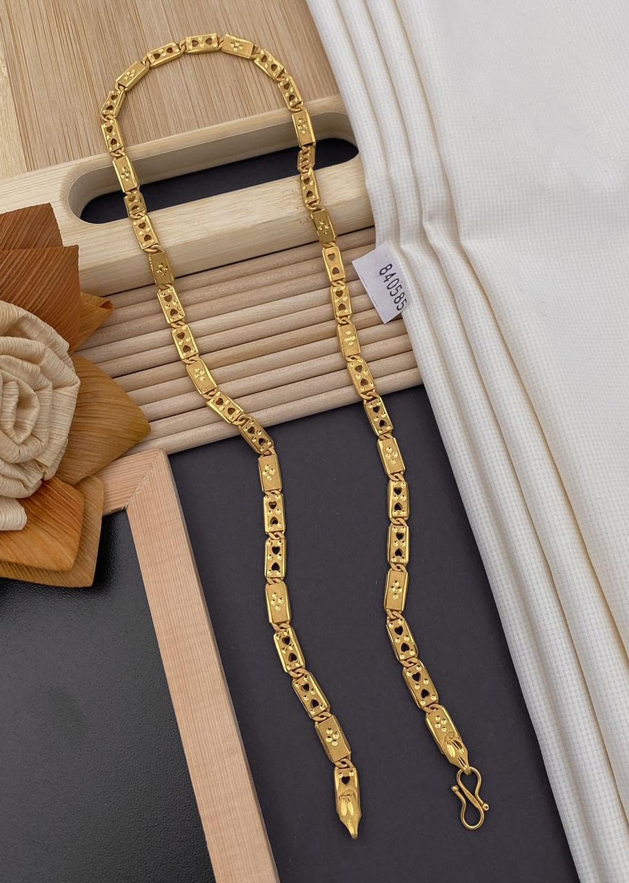 One gram Stylish Golden Neck woman and men Chain “24” Inches Gold-plated Chain_D840-picture-20