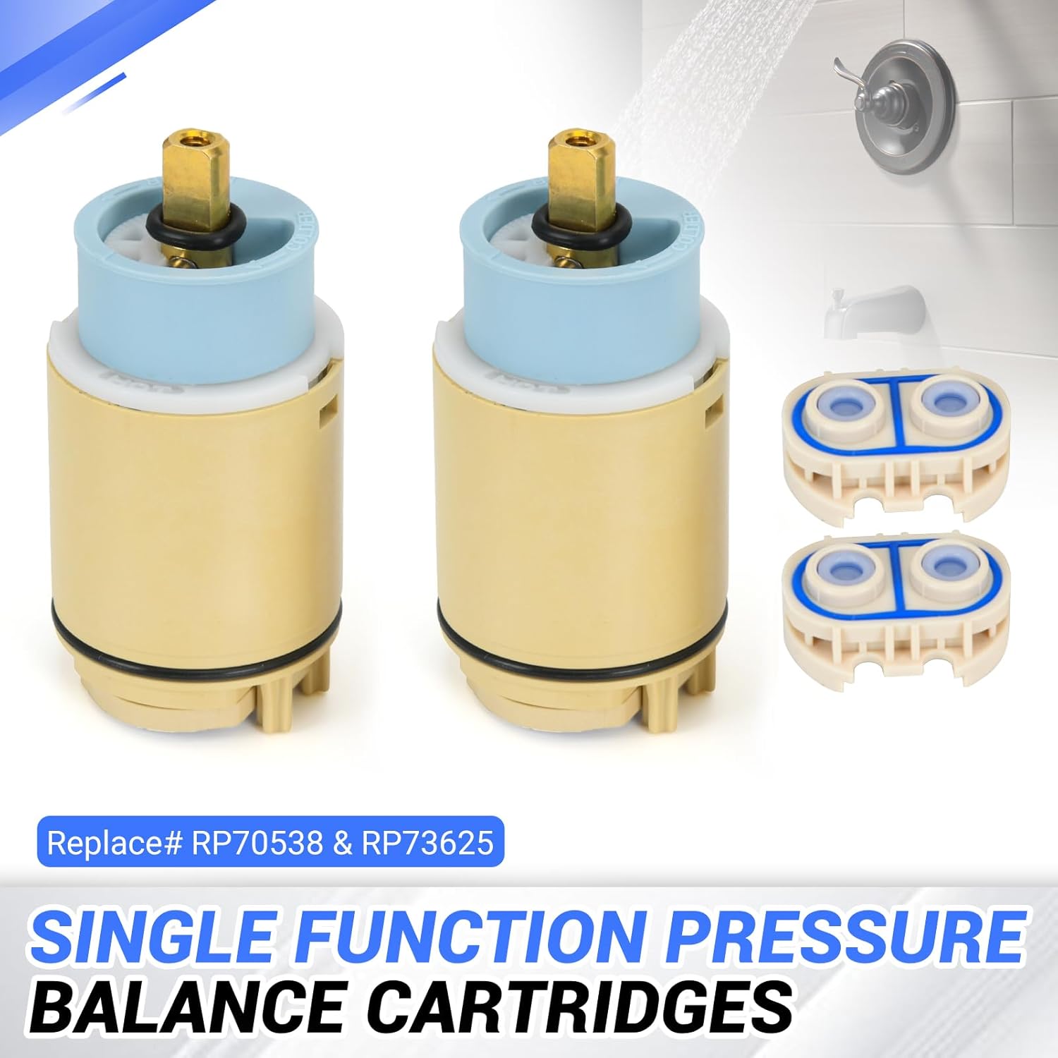 Single Function Pressure Balance Cartridges w/Check Valves Shower Cartridge Replacement Parts for Peerless & Delta Single Handle Tub/Showers Faucet Replace# RP70538 & RP73625 (2 Pack)