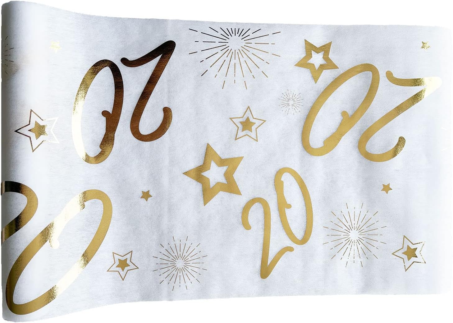 Tralala Fêtes© – Table Runner For 20th Birthday Party – Gold, Non Woven Ribbon for Middle of the Table – Chic Decoration for White and Gold Birthday Party – Shiny Roll 31.5 x 500 cm (20 years)