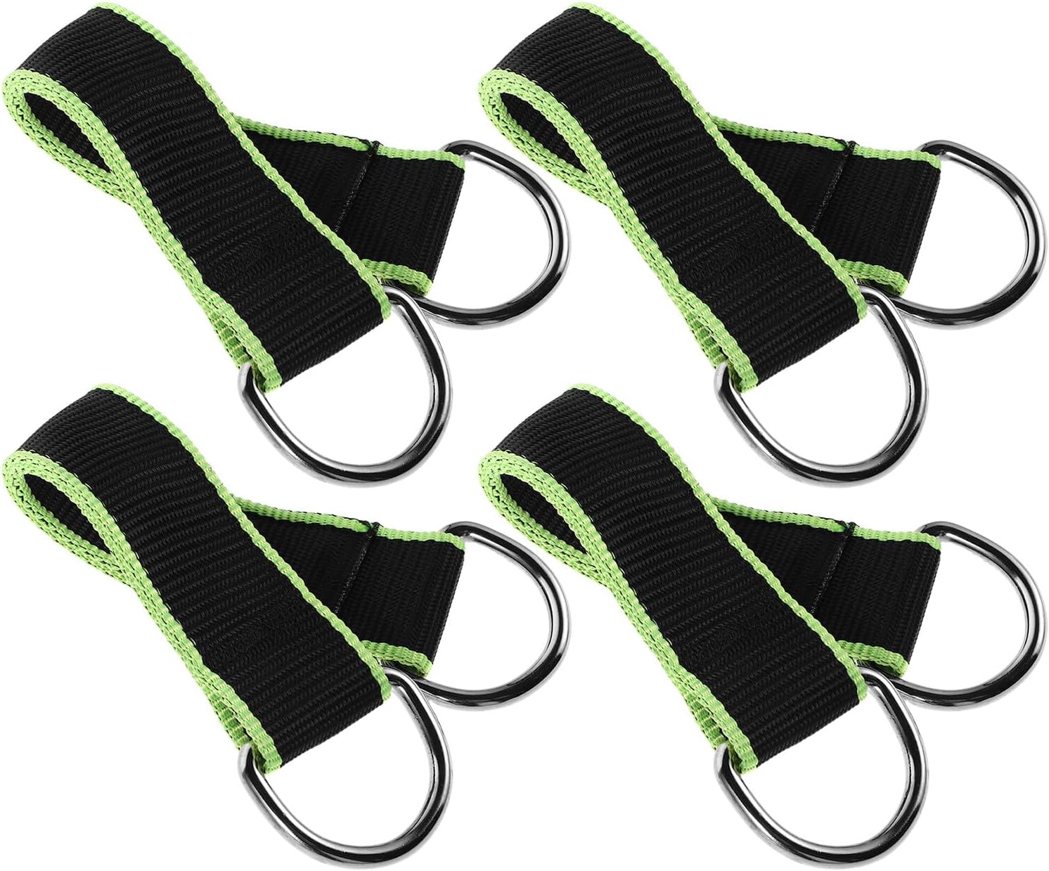 BESTonZON 4pcs Double Thick Hammock Swing Hanging Straps 32mm by 26cm Suspension Ropes with Steel Hooks for Outdoor Camping Tree Swing Security and Patio Garden Use