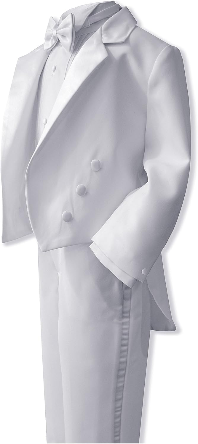 Gino Giovanni Ring Bearer Boys White Tuxedo Tail Set from Baby to Teen