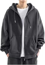 Veolaimy Men's Zip-Up Long Sleeve Sweatshirt, Warm, Large Size, Trainer with Hood, Solid, Simple, Cardigan, Soft Touch, Comfortable, Spring and Autumn Clothing, Loose, Casual, Popular, Jacket