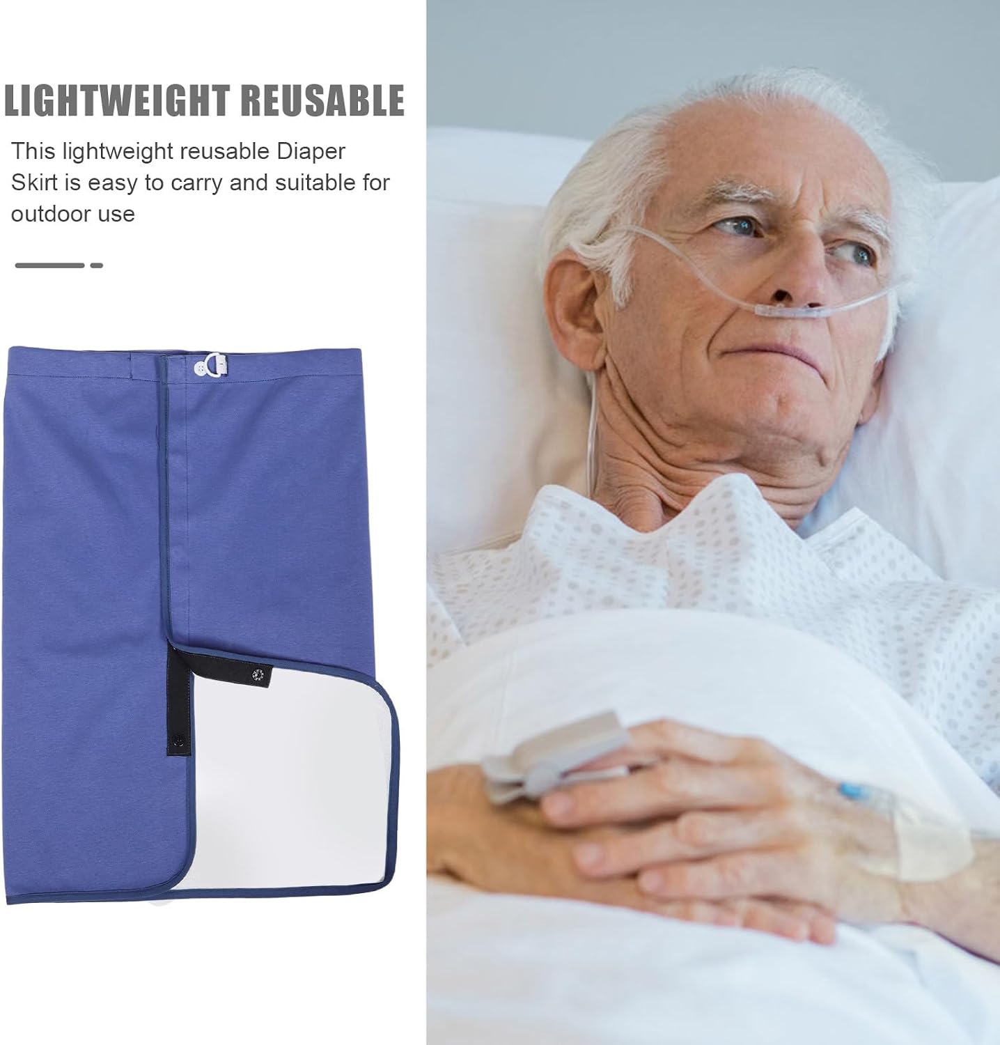 KICHOUSE Elderly Waterproof Diaper Skirt - Leakproof Washable Bed Pads - Zipper Polyester Incontinence Skirts for Adults Elderly Bedridden Patients